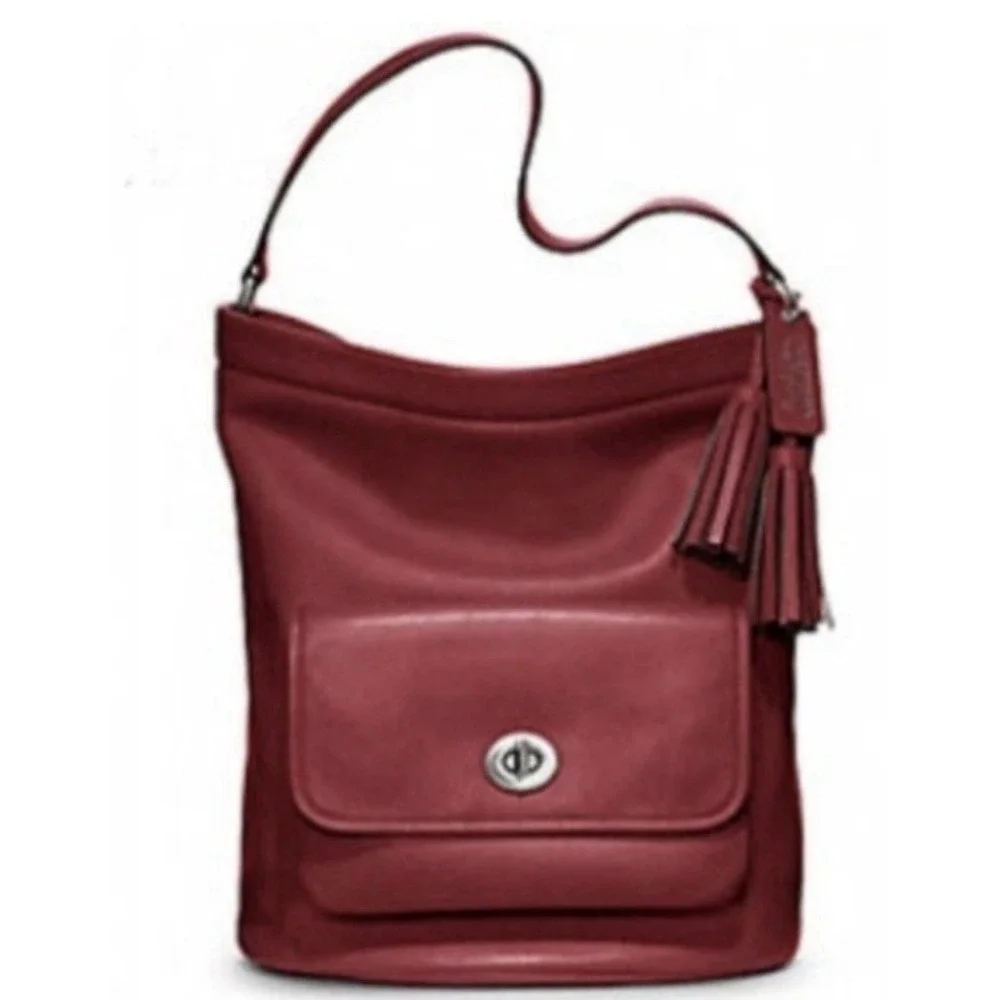 Coach Legacy Archival Red Bucket Hobo Bag Leather Turnlock Pocket G1269-21193